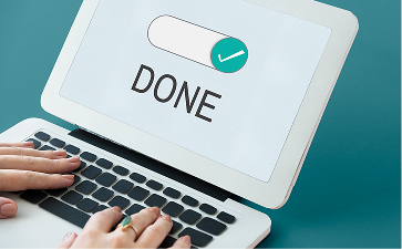 Open to all, easy to join - Laptop with DONE checkmark